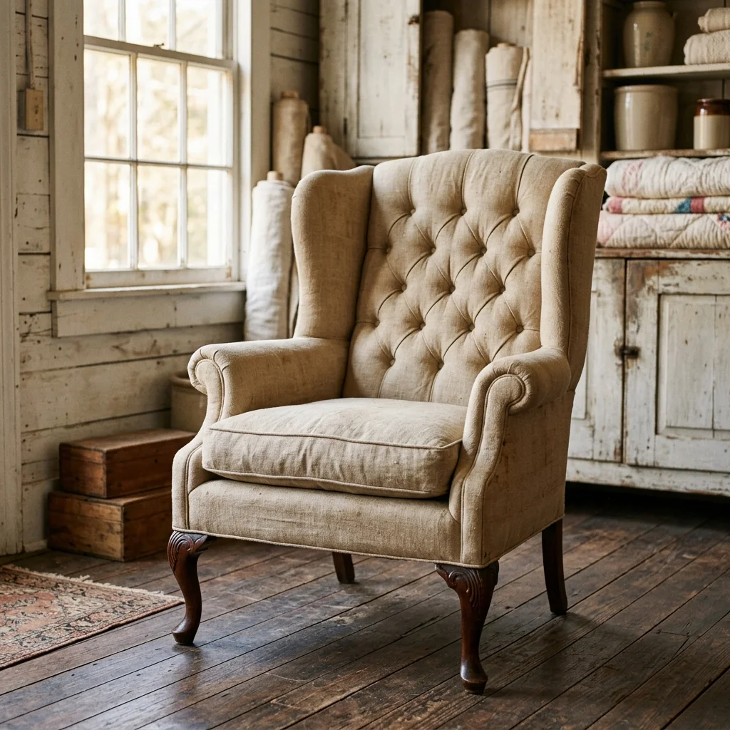 Linen wingback chair